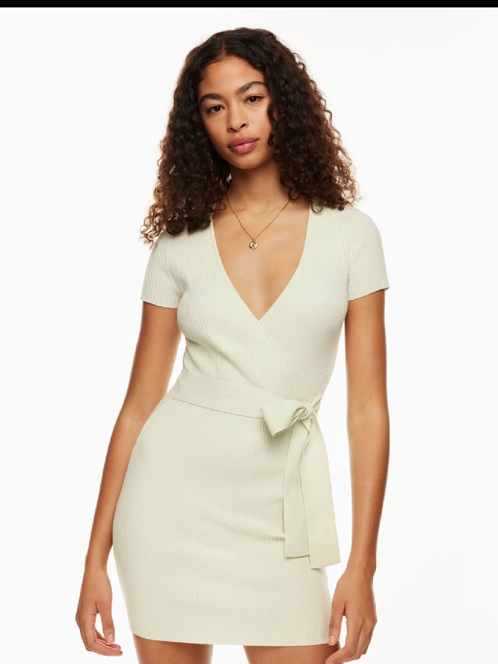 Aritzia Wilfred All Tied Up Dress Mini Ribbed Knit Minimalist Medium